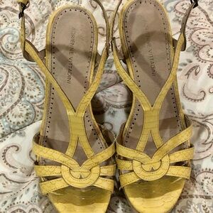 Adrienne Vittadini Yellow Sandals with Crisscross Straps